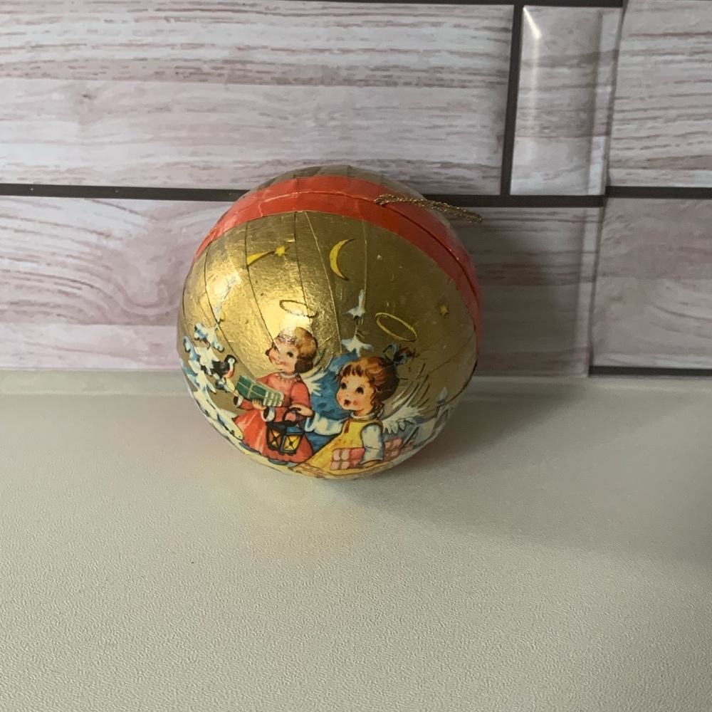 Vintage Paper Mache Christmas Ornament Container Opens for Candy West Germany